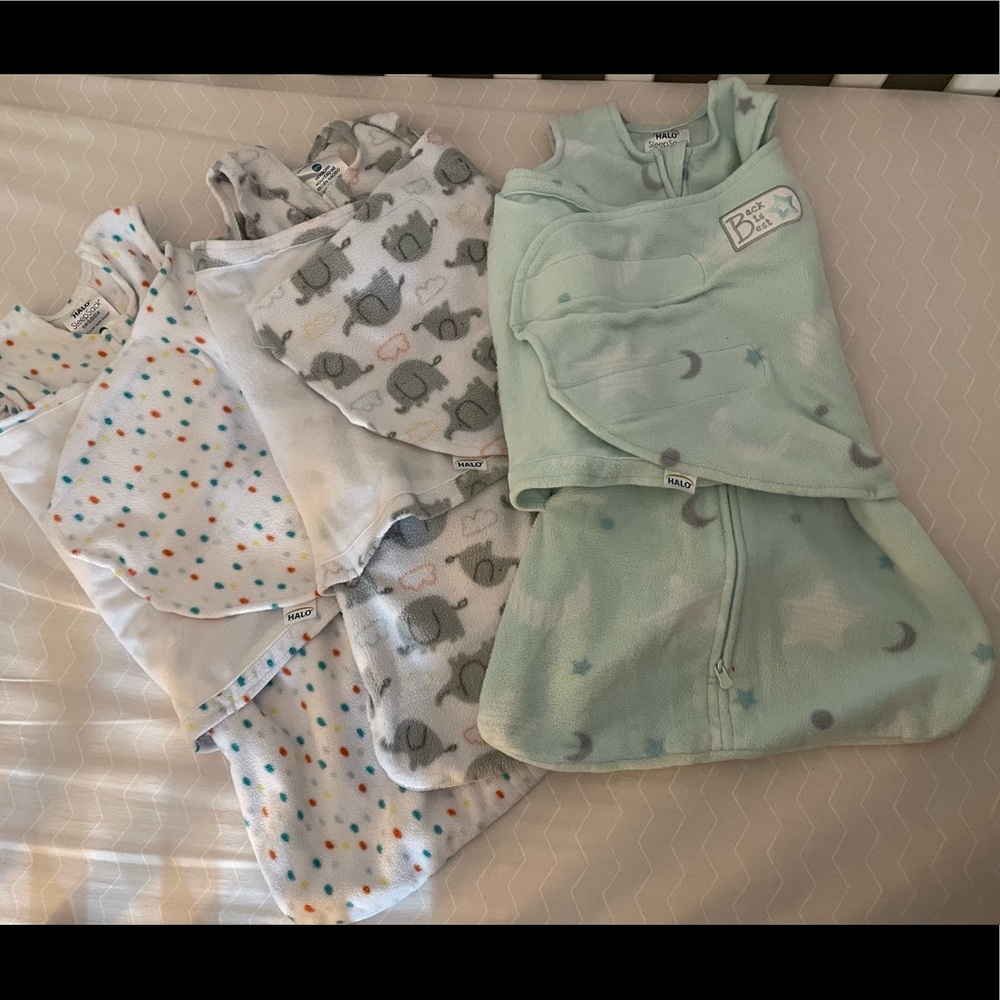 Newborn Fleece Halo sleep sack swaddles (3)